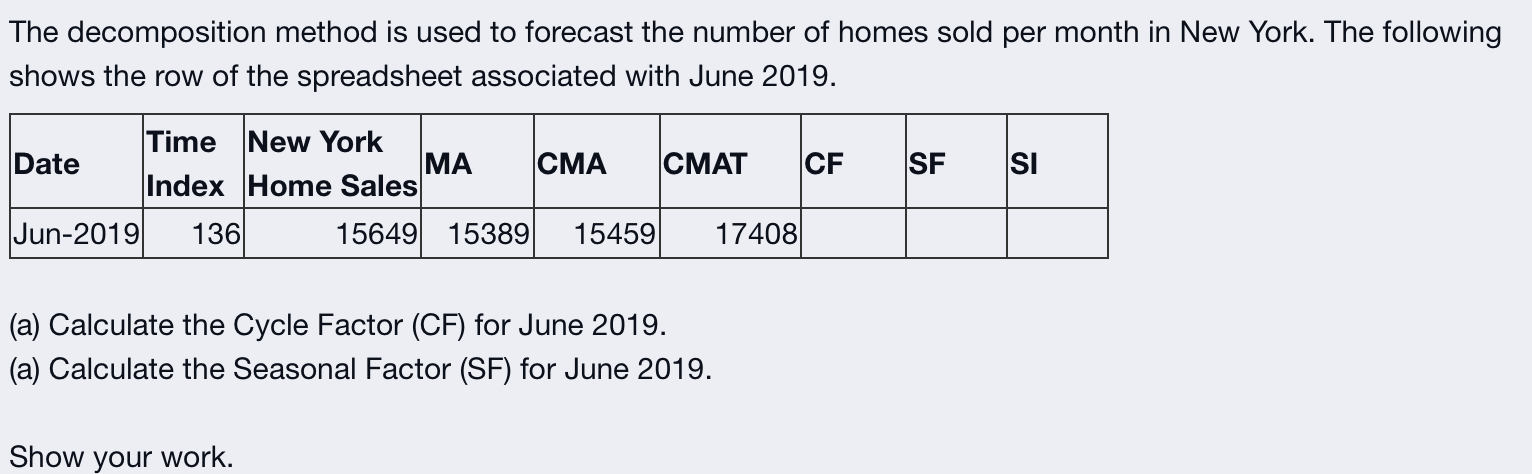 The decomposition method is used to forecast the