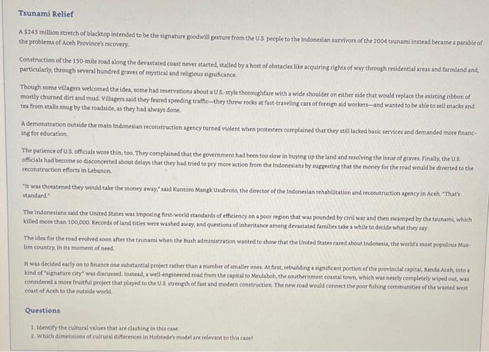 Tsunami Relief A $245 million stretch of blacktop