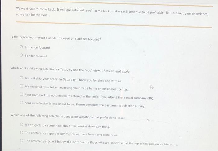 tia :) We want you to come back. If you are