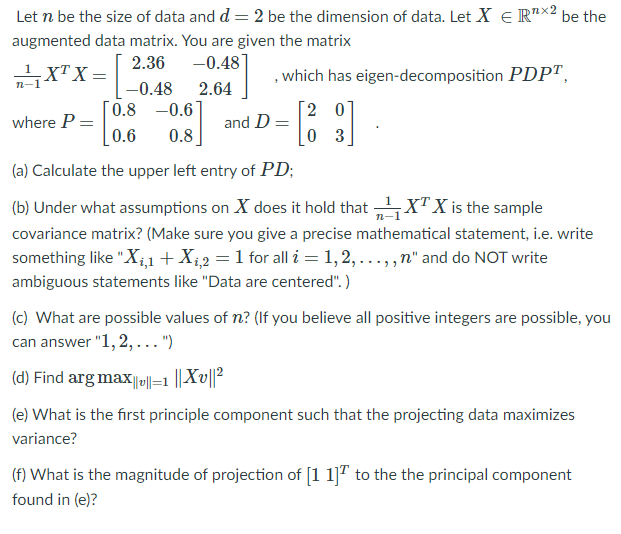 x= [ and D [ 0.8 Let n be the size of data and d=