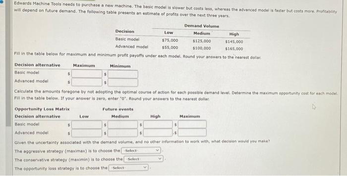 please help solve Edwards Machine Tools needs to
