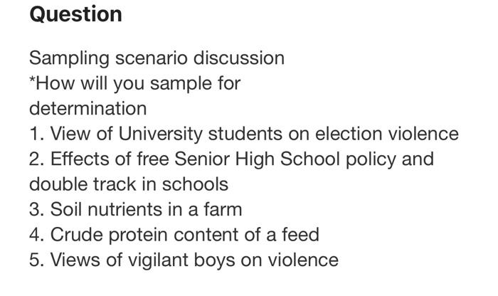I need it now Question Sampling scenario