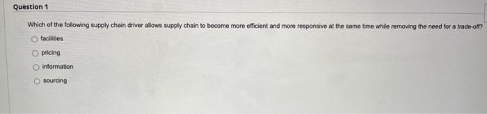 Question 9 Centralized inventory in raw material