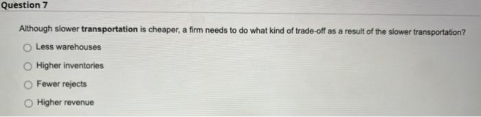 Question 9 Centralized inventory in raw material