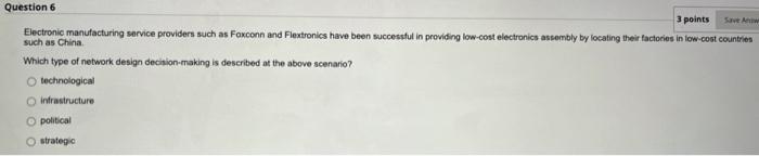 Question 9 Centralized inventory in raw material
