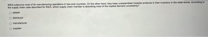 Question 9 Centralized inventory in raw material