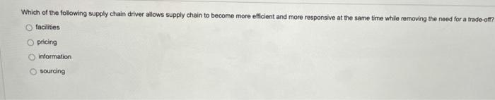 Question 9 Centralized inventory in raw material