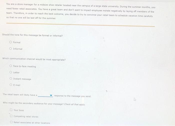 tia :) You are a store manager for a midsize shoe