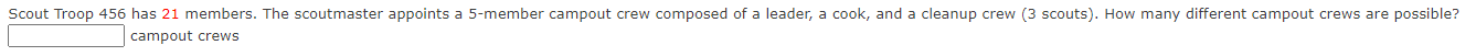 Scout Troop 456 has 21 members. The scoutmaster