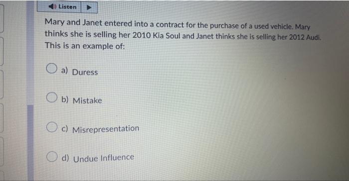 Mary and Janet entered into a contract for the