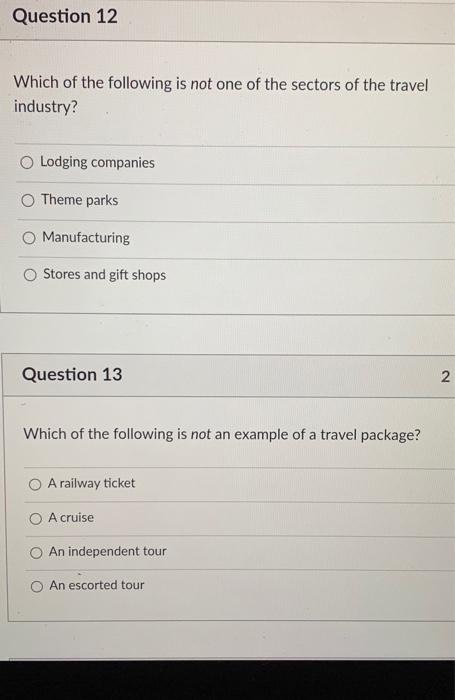 Question 12 Which of the following is not one of