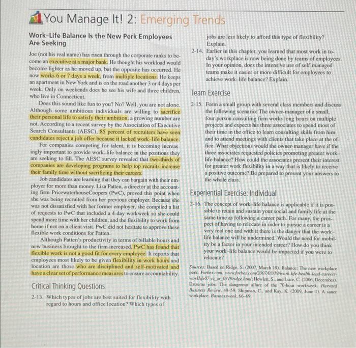 You Manage It! 2: Emerging Trends Work-Life