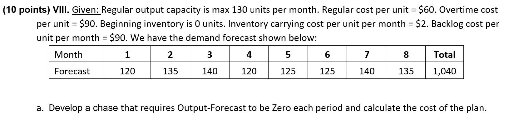 = = = (10 points) VIII. Given: Regular output