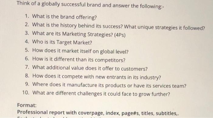 it is a report . think of globally brand and