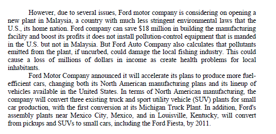 b. if Ford Auto Company has decided to open a