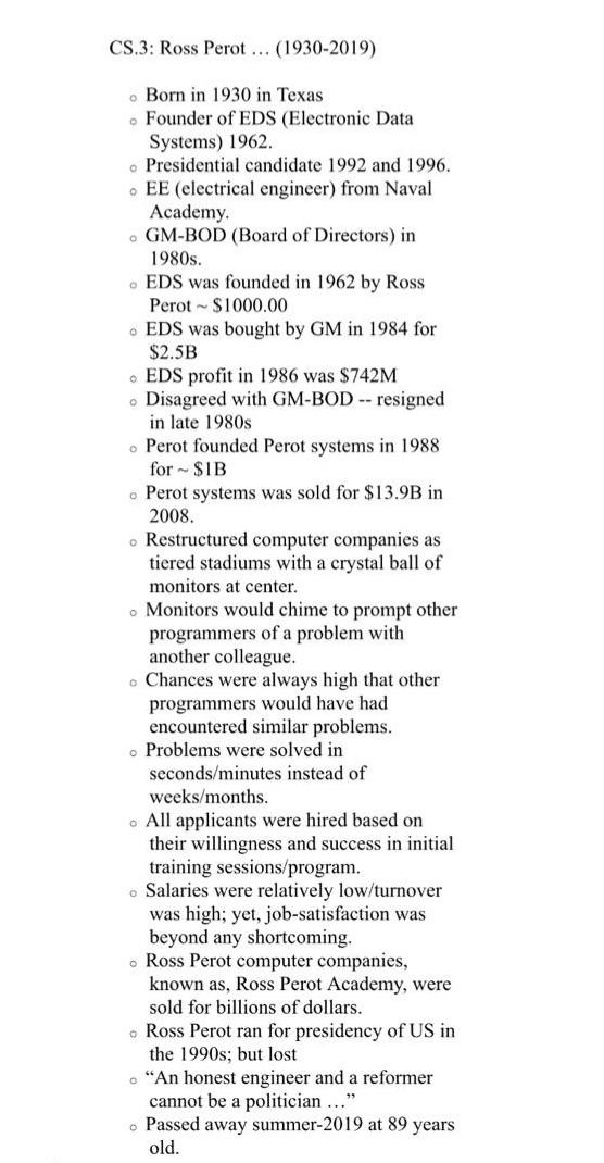 Analyze Ross Perot case study and its impact on