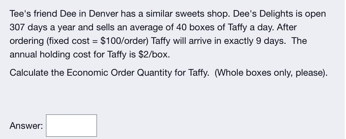 q1 Tee's friend Dee in Denver has a similar