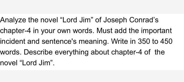 Analyze the novel Lord Jim