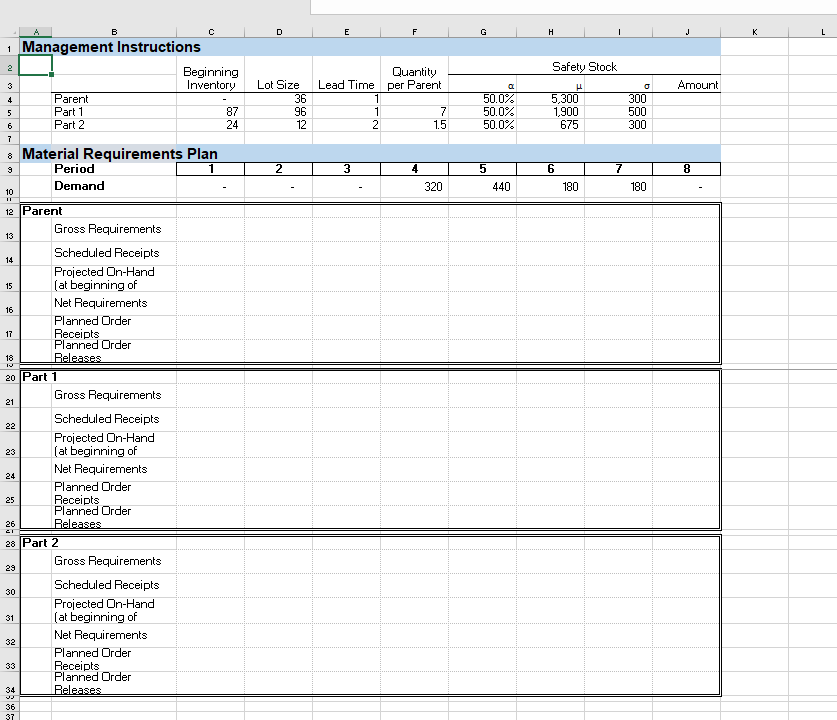 Download HW 6 (Excel download) and perform the
