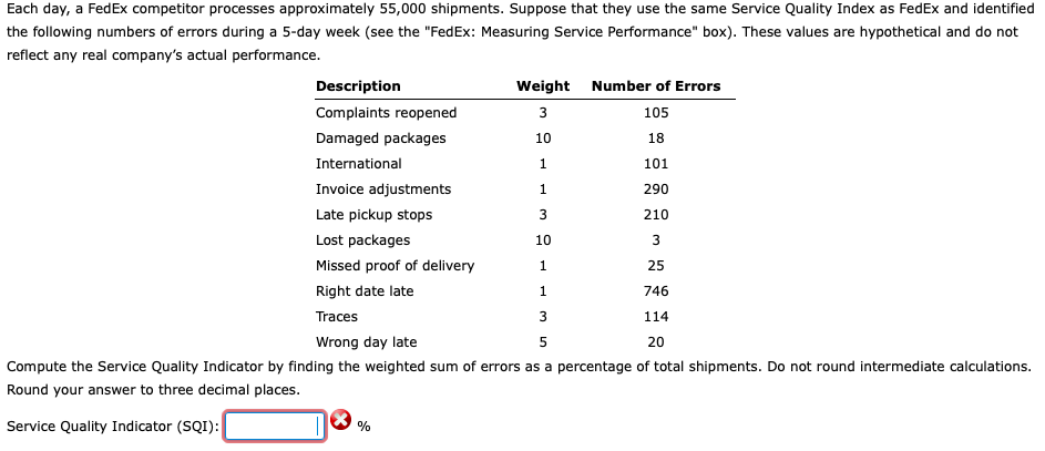 3 1 1 290 Each day, a FedEx competitor processes