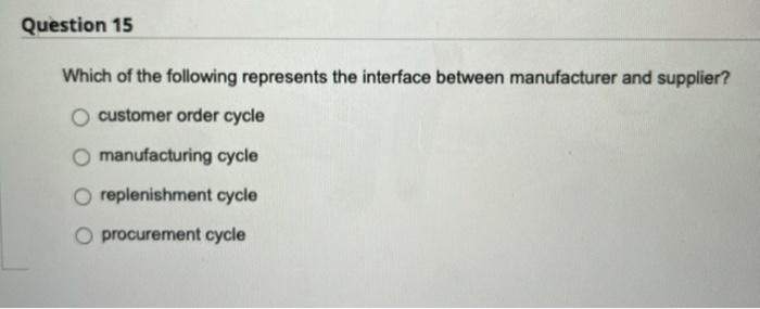 Question 15 Which of the following represents the