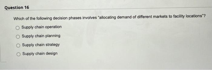 Question 15 Which of the following represents the