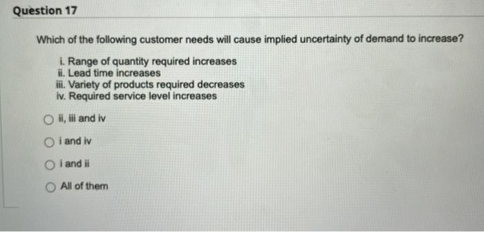 Question 15 Which of the following represents the