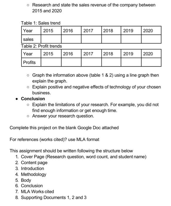 In this project you will prepare a report on how