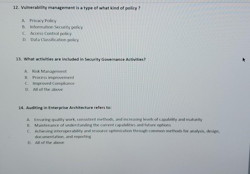 12. Vulnerability management is a type of what