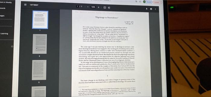 summarize "Pilgrimage to Nonviolence" and in a