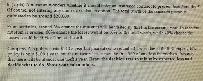 6. (7 pts) A museum wonders whether it should