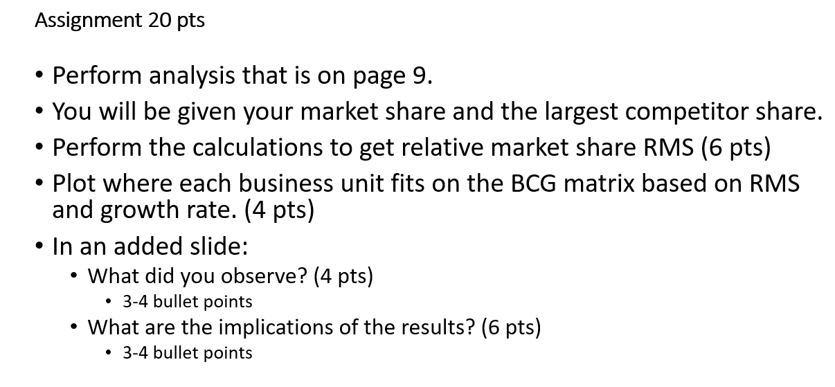 Assignment 20 pts Perform analysis that is on