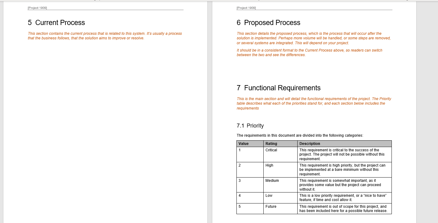 I need to create a Business Requirements Document