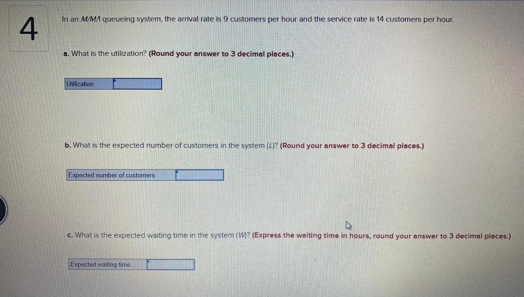 In an M/MA queueing system, the arrival rate is 9