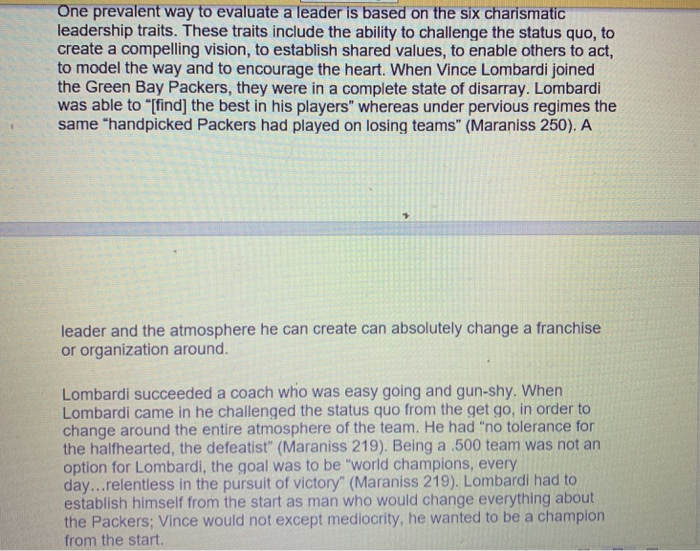 In the Lombardi leadership case study list, the