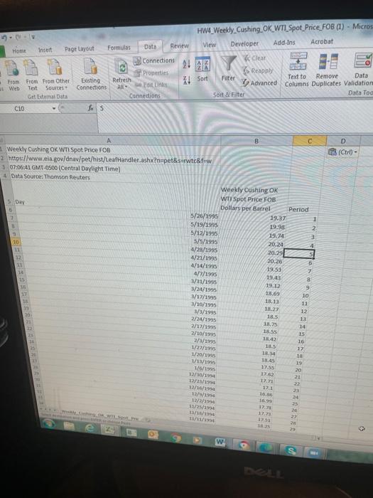 QUESTIONS: 1. Plot time series data (10 pts) 2.