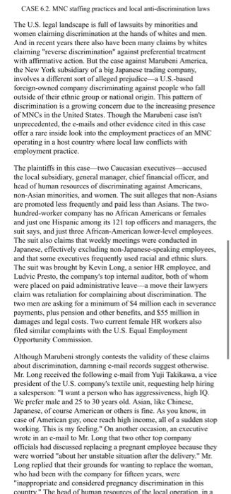 CASE 6.2. MNC staffing practices and local