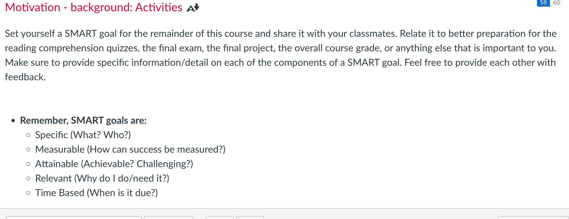 Set yourself a SMART goal for the remainder of