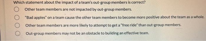Which statement about the impact of a team's