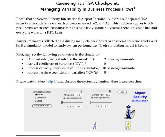 Queueing at a TSA Checkpoint: Managing