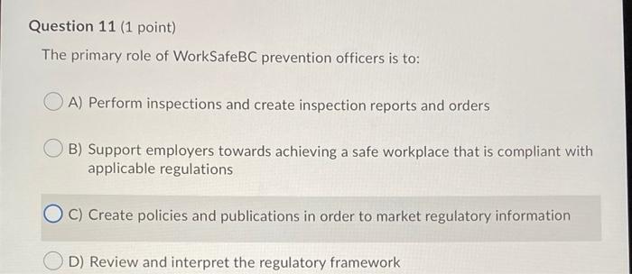 Question 11 (1 point) The primary role of