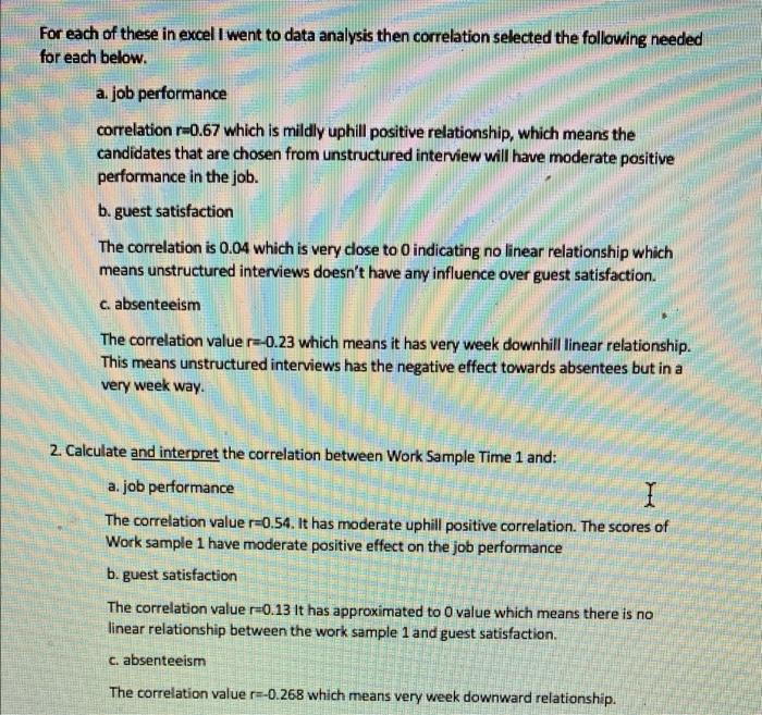 3. Conduct a regression for Work Sample Time 1
