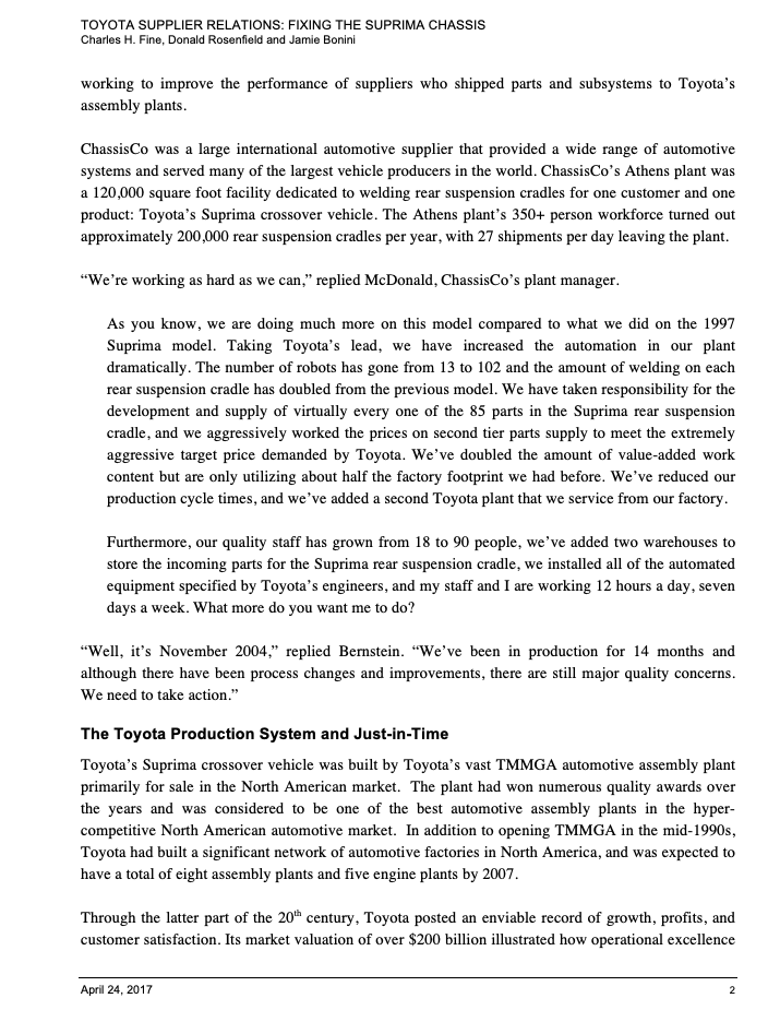 After Reading the Case. Clearly answer the