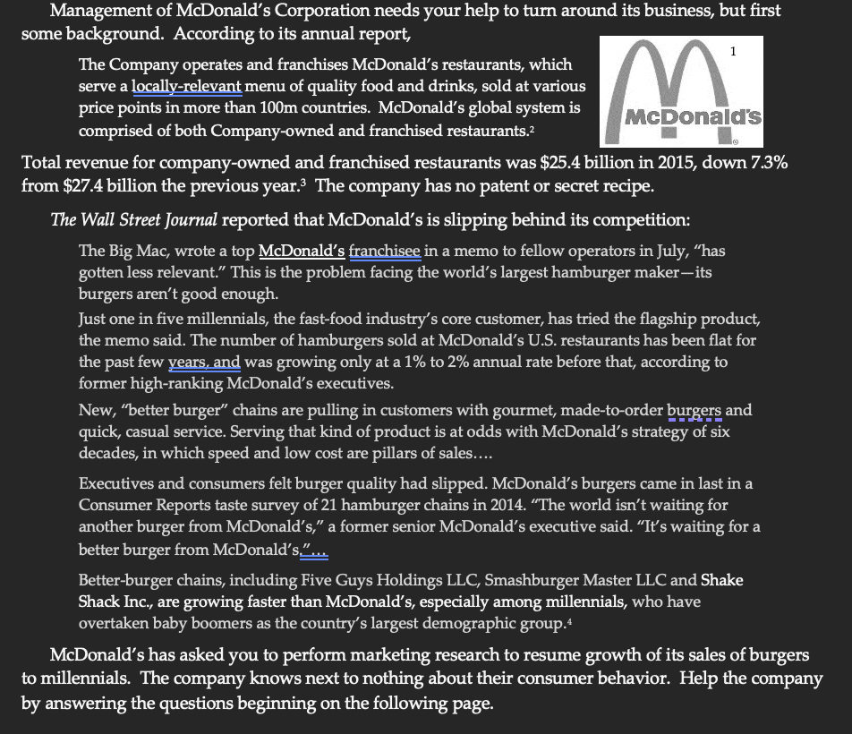 mi Management of McDonald's Corporation needs