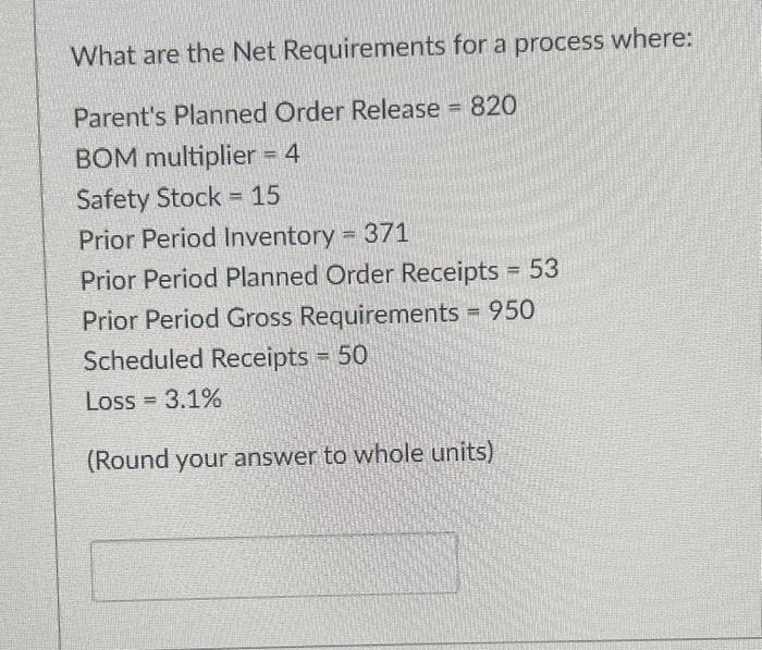 What are the Net Requirements for a process