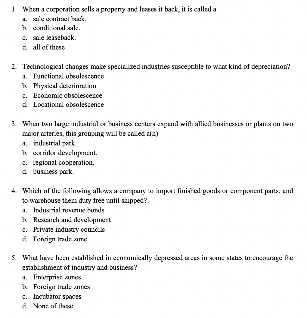 1. When a corporation sells a property and leases