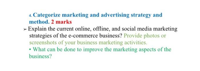 E-commerce 4. Categorize marketing and