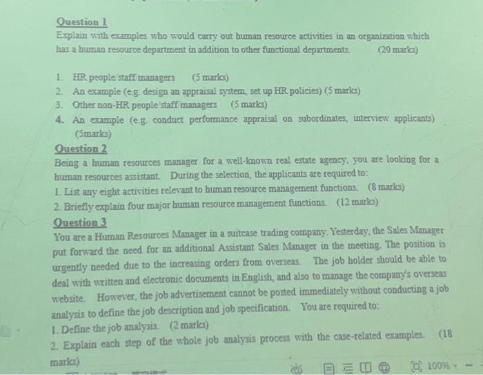 Question 1 Explain with examples who would carry