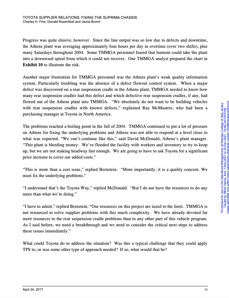 After Reading the Case. Clearly answer the