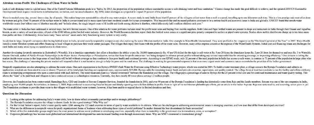 Altruism versus Profit: The Challenges of Clean